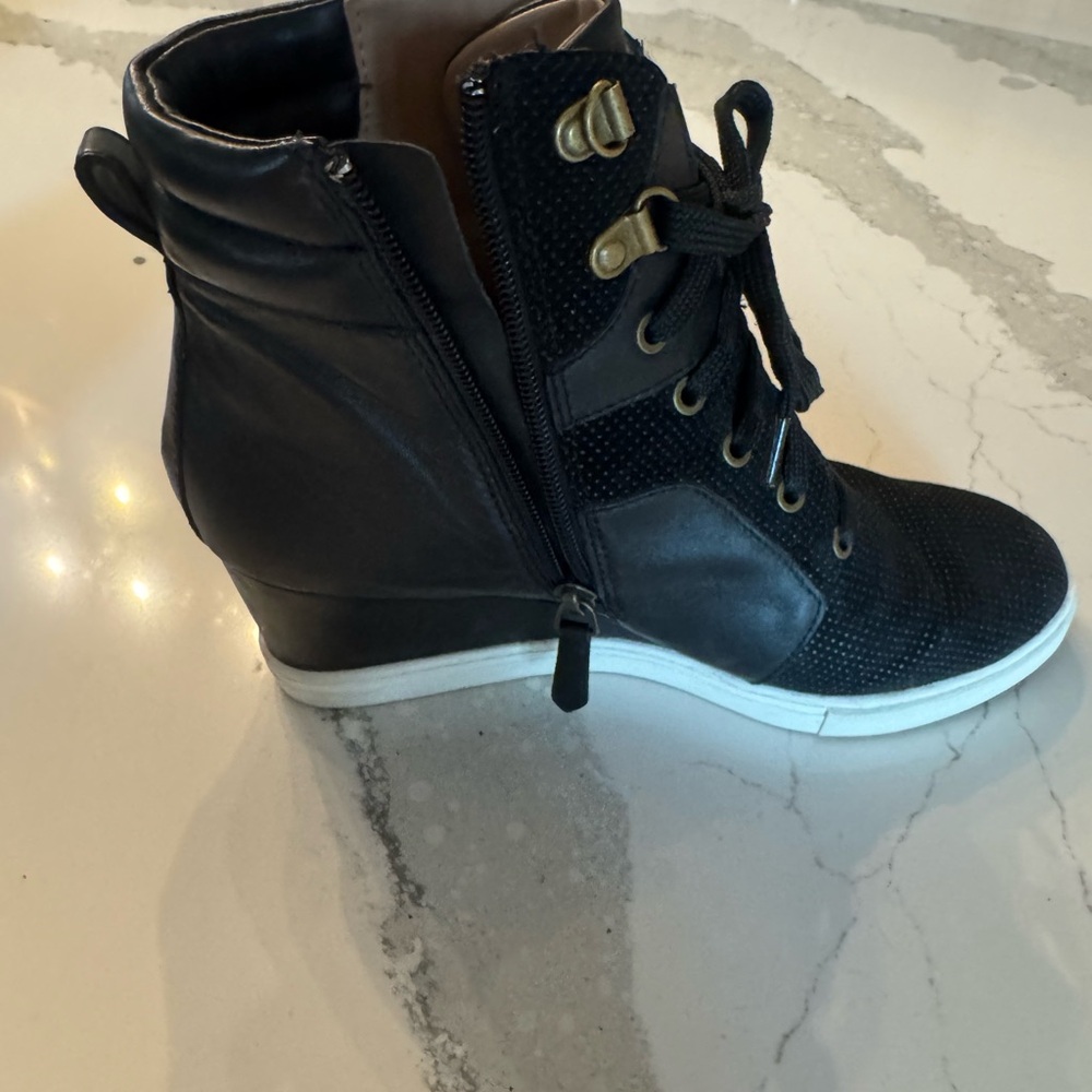 Paolo Black Wedge Sneakers with Hidden Heel